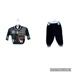 Vintage Club House 2 piece Christmas baby boy outfit, Christmas sweater & pants